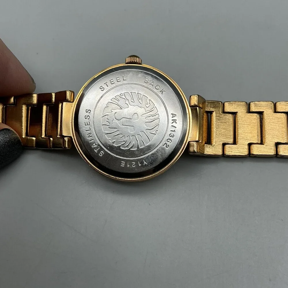 Anne Klein Womens Watch 32mm Champagne Dial Gold Tone Diamond New Battery 7.25